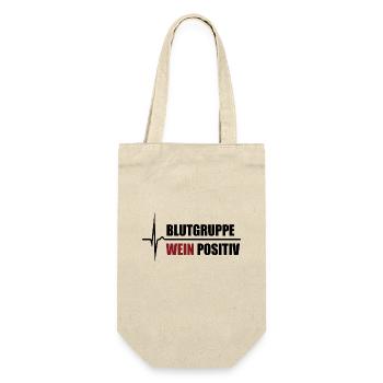Blutgruppe Wein Positiv - da steigt dein Puls - Geschenkbeutel für Flaschen - Natur - Vorne