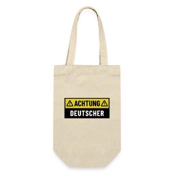 Achtung Deutscher - Regionaler Spruch - Geschenkbeutel für Flaschen - Natur - Vorne