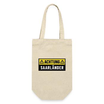 Achtung Saarländer - Regionaler Spruch - Geschenkbeutel für Flaschen - Natur - Vorne