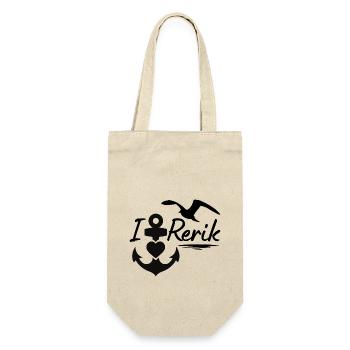 Rerik-Ich liebe Rerik mit Anker Herz & Möwe-Ostsee - Geschenkbeutel für Flaschen - Natur - Vorne