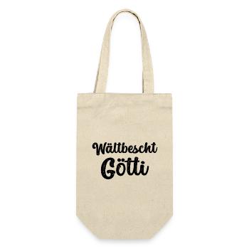 Wältbescht Götti Patenonkel Schweiz Schweizer - Geschenkbeutel für Flaschen - Natur - Vorne