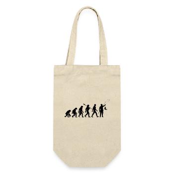 Evolution - Angeln - Angler - Fische fangen - Geschenkbeutel für Flaschen - Natur - Vorne