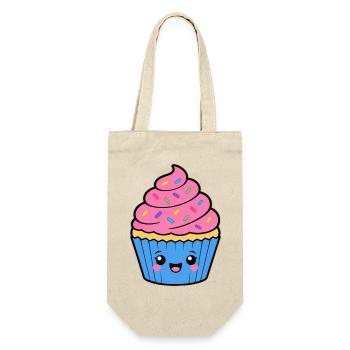 Kawaii Cupcake Freude - Geschenkbeutel für Flaschen - Natur - Vorne