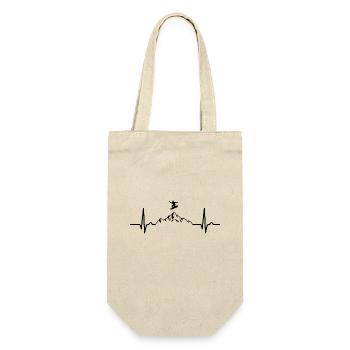 ECG Curve - Heart Curve - Pulse - Snowboard - Mountains - Gift Bag for Bottles - nature - Front