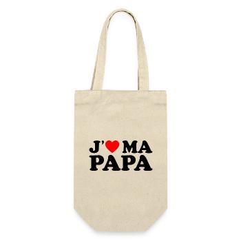 J'aime Mon Papa Cadeau Fête des Pères Coeur Rouge - Sac à bouteille - nature - Devant