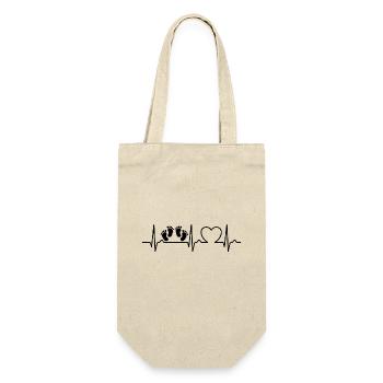 ECG Curve - Heart Curve - Baby - Twins - Gift Bag for Bottles - nature - Front