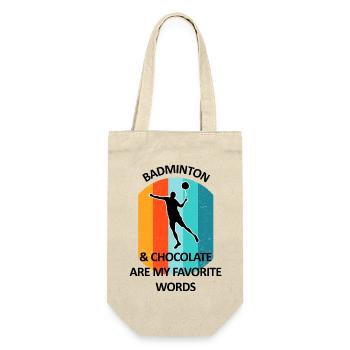 Badminton Federball Badmintonspieler Schokolade - Geschenkbeutel für Flaschen - Natur - Vorne