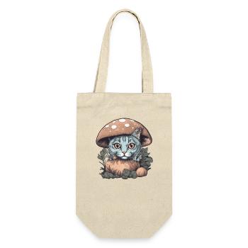 Cat Basking in Sunlight Under a Mushroom - Gift Bag for Bottles - nature - Front