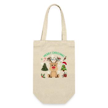 Frohe Weihnachten, feiere mit Freude - Geschenkbeutel für Flaschen - Natur - Vorne