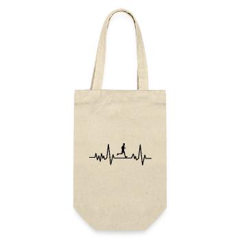 Retro Heartbeat Running für Jogger Runner - Geschenkbeutel für Flaschen - Natur - Vorne