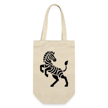 Zebra Silhouette Kunststück Minimal Design - Geschenkbeutel für Flaschen - Natur - Vorne