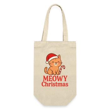 Miaou Noël Drôle Chat Noël Design de Noël - Sac à bouteille - nature - Devant