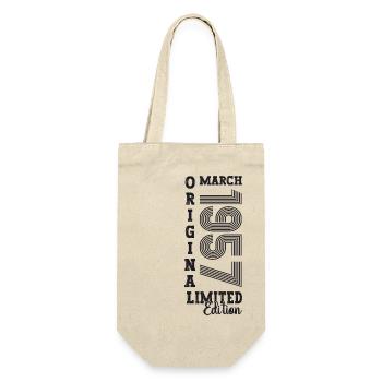 März Jahrgang 1957 66. Geburtstag Mann Original - Geschenkbeutel für Flaschen - Natur - Vorne