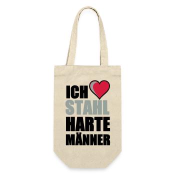 Stahlharte Männer Geschenk - Geschenkbeutel für Flaschen - Natur - Vorne