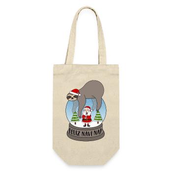 Faultier Schneekugel Feliz Navidad Feliz Navi Nap - Geschenkbeutel für Flaschen - Natur - Vorne