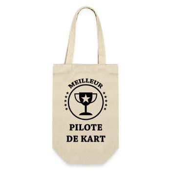 Go-Kart / Karting / Kart / Fahrer - Geschenkbeutel für Flaschen - Natur - Vorne