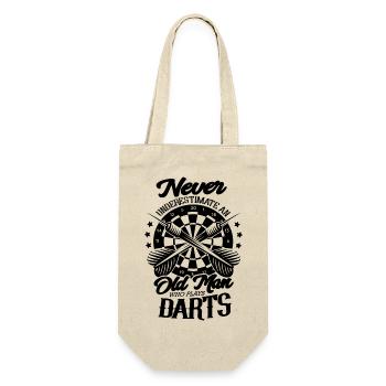 Never underestimate an old darts player - Gift Bag for Bottles - nature - Front
