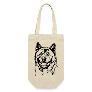 AMERICAN AKITA Hundeportrait Hunde Wilsigns - Geschenkbeutel für Flaschen - Natur - Vorne