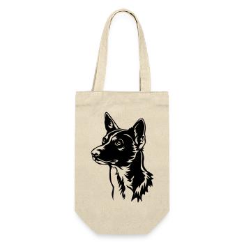 Basenji Kopf - Geschenkbeutel für Flaschen - Natur - Vorne