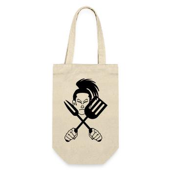Japanischer Samurai-Koch - Geschenkbeutel für Flaschen - Natur - Vorne