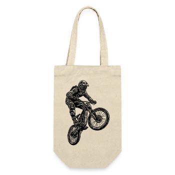 Cooler Radfahrer Springender Mountainbiker - Geschenkbeutel für Flaschen - Natur - Vorne
