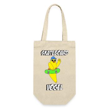 Skateboard Vogel - Geschenkbeutel für Flaschen - Natur - Vorne