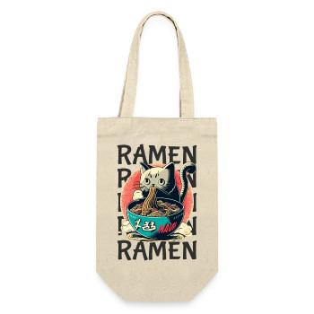 Ramen Katze Kawaii Nudeln Japanische Ramen Katze - Geschenkbeutel für Flaschen - Natur - Vorne