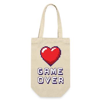 Game Over lila - Geschenkbeutel für Flaschen - Natur - Vorne