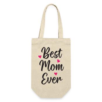 Beste Mutter aller Zeiten - Geschenkbeutel für Flaschen - Natur - Vorne