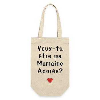 Veux-tu être ma marraine adorée ? - Sac à bouteille - nature - Devant