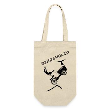 Bikeaholic lasten Rad Schwarz - Geschenkbeutel für Flaschen - Natur - Vorne