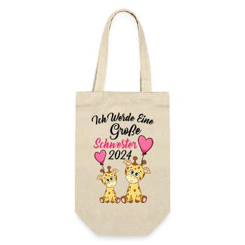 Große Schwester 2024 - Geschenkbeutel für Flaschen - Natur - Vorne