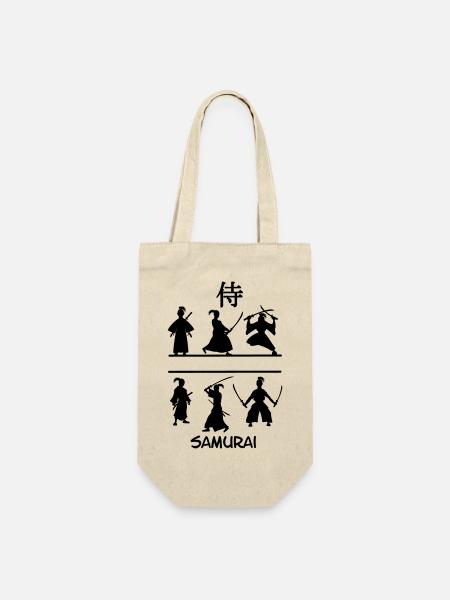Samurai mit Schwertern - Geschenkbeutel für Flaschen - Natur