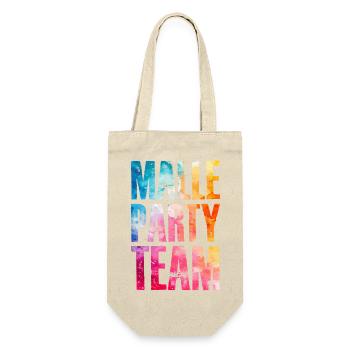 Malle Party Team Bunt - Geschenkbeutel für Flaschen - Natur - Vorne