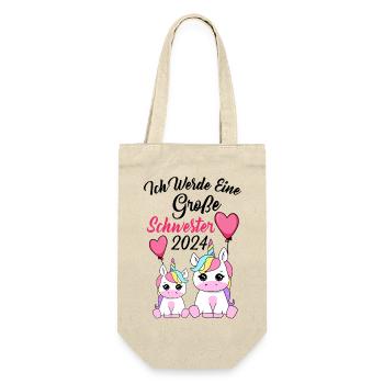 Große Schwester 2024 - Geschenkbeutel für Flaschen - Natur - Vorne
