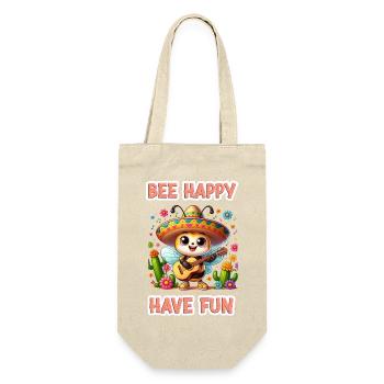 Bee Happy - Have Fun 1 - Geschenkbeutel für Flaschen - Natur - Vorne