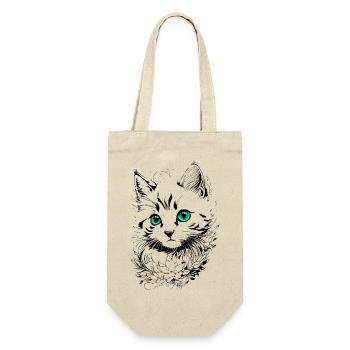 Kätzchen-Tattoo 🐾 2 - Geschenkbeutel für Flaschen - Natur - Vorne