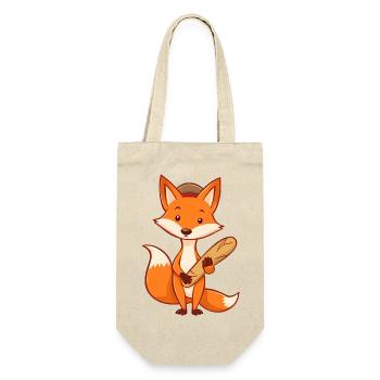 Fröhlicher Fuchs mit Hut - Geschenkbeutel für Flaschen - Natur - Vorne