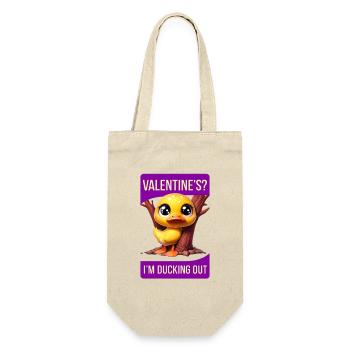 Whimsical Cartoon Duck Hiding Behind Tree valentin - Gift Bag for Bottles - nature - Front