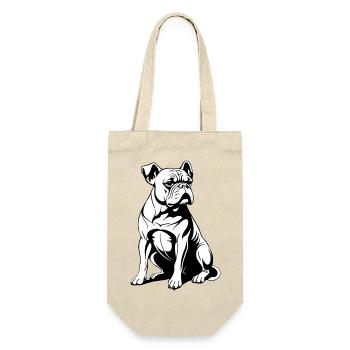 Bulldogge - Geschenkbeutel für Flaschen - Natur - Vorne