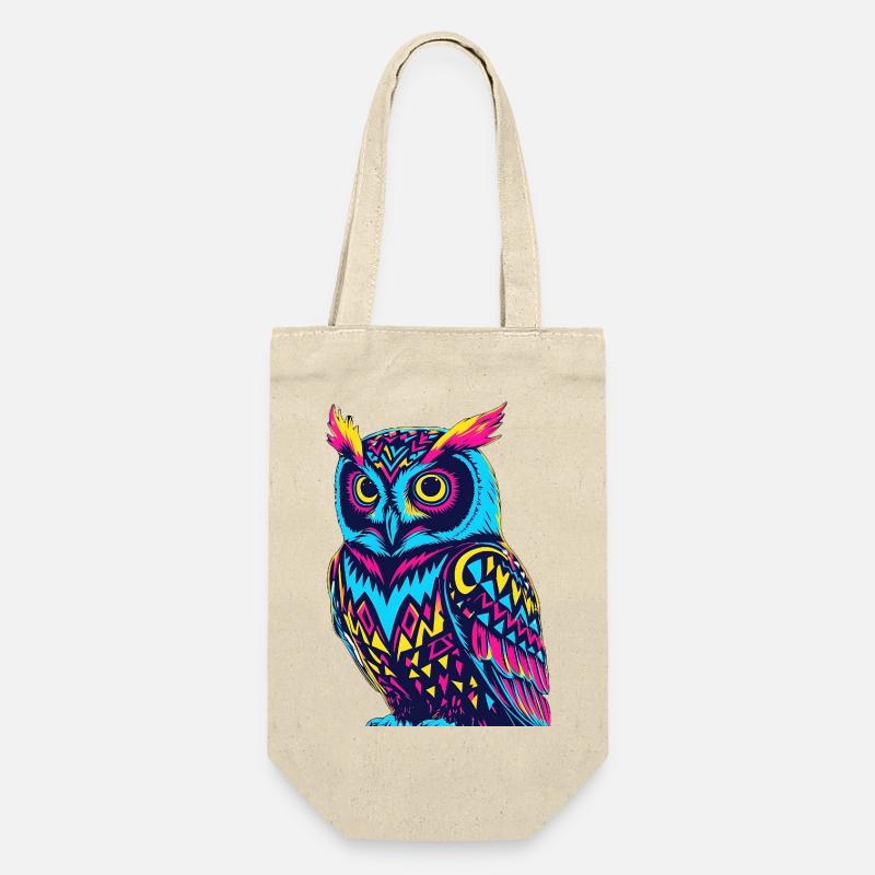 Neon Tribal Eule Design - Geschenkbeutel für Flaschen - Natur