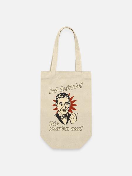 Retro-Eheversprechen mit Trinkmotiv - Geschenkbeutel für Flaschen - Natur