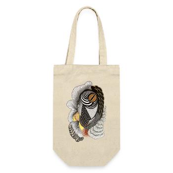 Dessin géométrique au trait avec motif à l’échelle - Sac à bouteille - nature - Devant