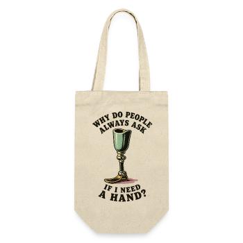 Warum fragen mich die Leute, ob ich eine Hand brau - Geschenkbeutel für Flaschen - Natur - Vorne
