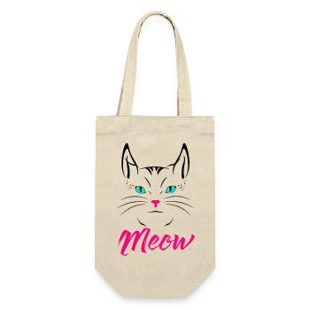 Süßes Katzenmiauen - Geschenkbeutel für Flaschen - Natur - Vorne