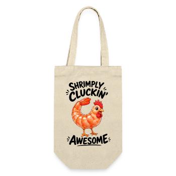 Henne mit Shrimps Lustiges Cartoon Motiv - Geschenkbeutel für Flaschen - Natur - Vorne