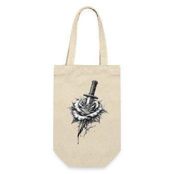 Rose mit Dolch Gotische Grafik - Geschenkbeutel für Flaschen - Natur - Vorne