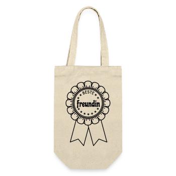 Beste Freundin - Geschenkbeutel für Flaschen - Natur - Vorne