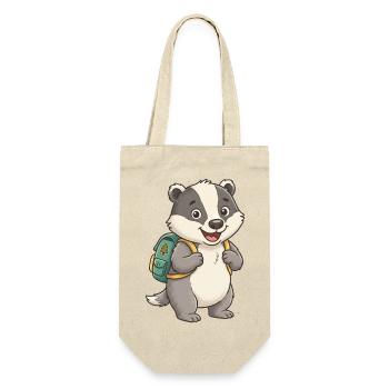 Waldfreund Dachs mit Rucksack - Geschenkbeutel für Flaschen - Natur - Vorne