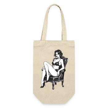 Klassische Burlesque Pin-up Vintage Grafik - Geschenkbeutel für Flaschen - Natur - Vorne